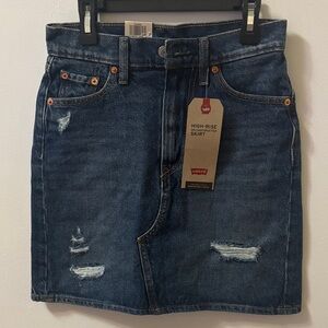 Levi's Blue High-rise Deconstructed Denim Skirt